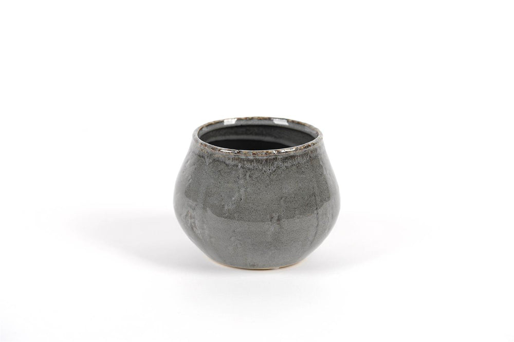 Bent Belly Taupe Ceramic Flowerpot - 12cm