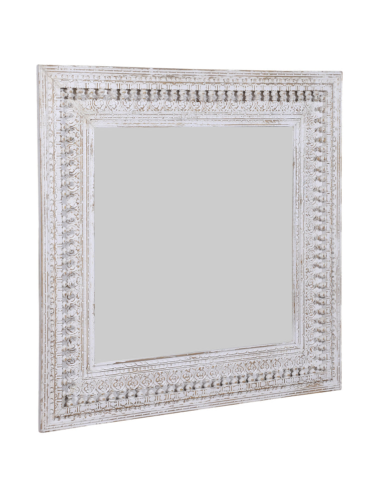 Kali White Square Carved Mirror - 130cm