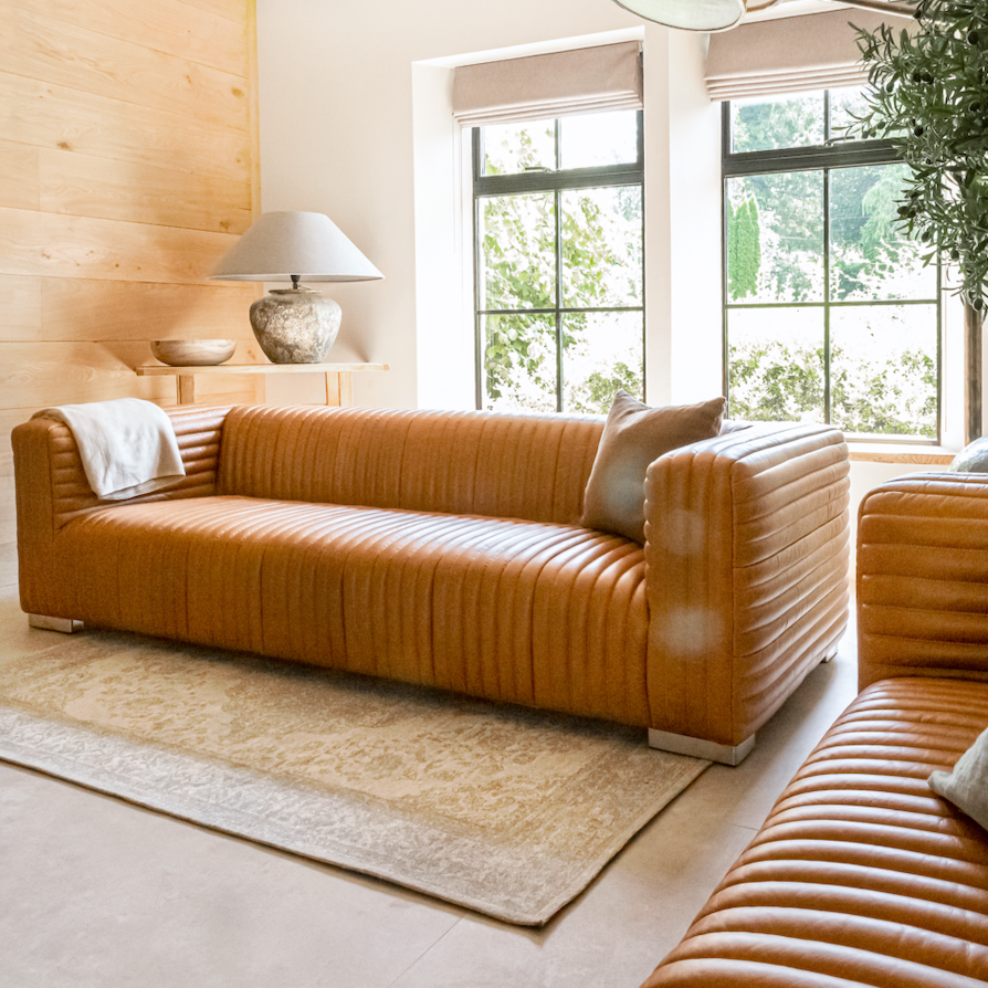 Modern leather settee deals
