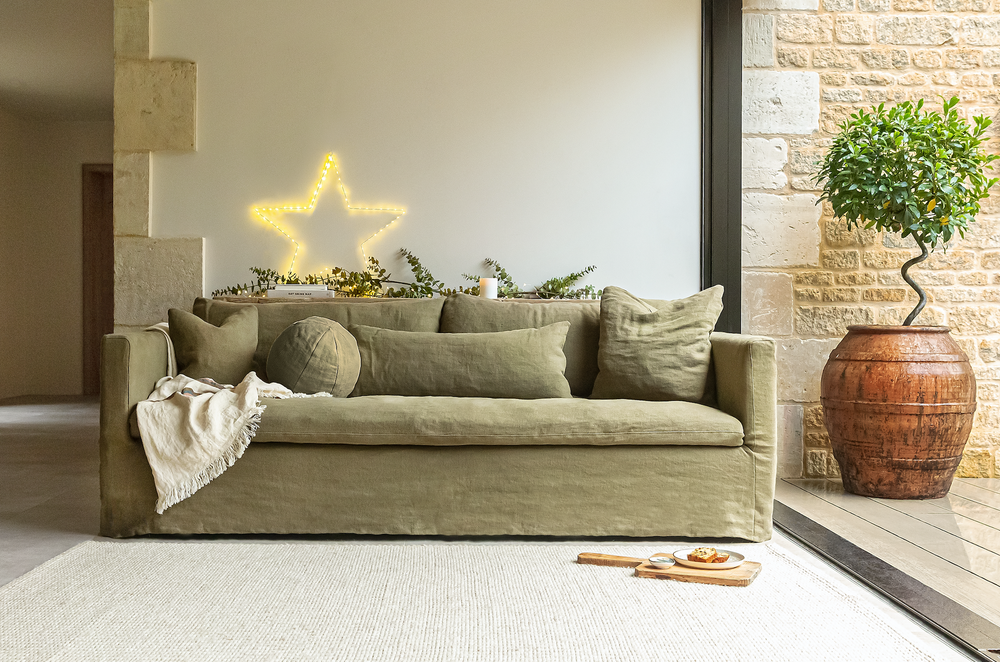 Snowshill 3 Seater Sofa - Premium Linen - Olive