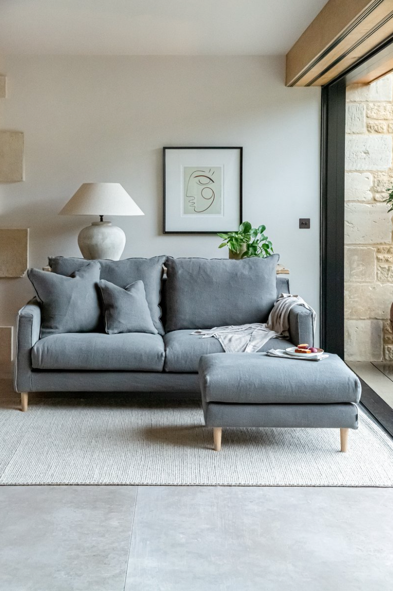 Moreton 2 Seater Sofa Premium Linen Graphite Cotswold Grey