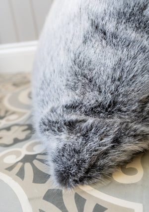 Cotswold Grey Smoke Blue Faux Fur Cushion