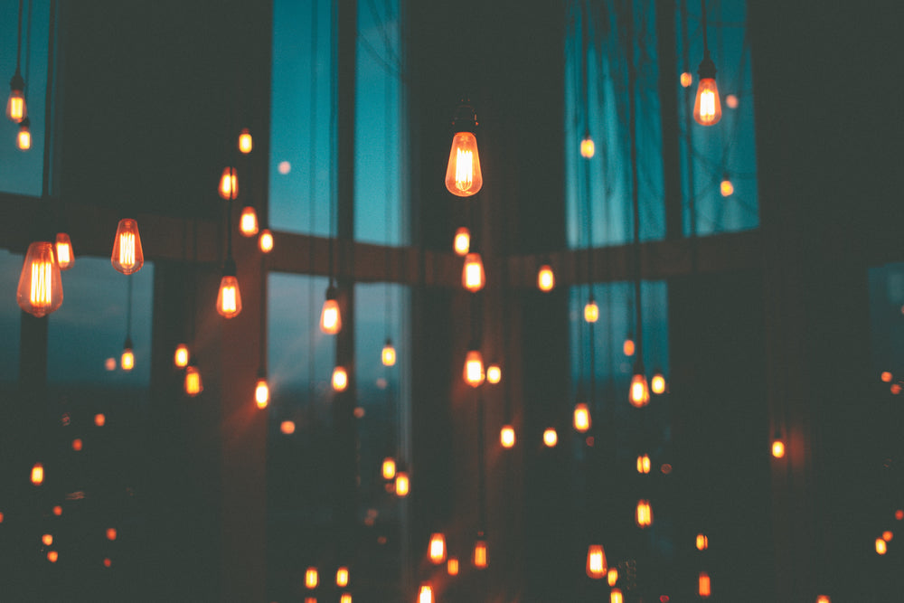 Lights in a dark room. 