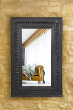 Kali Black Rectangular Carved Mirror - 98cm x 150cm