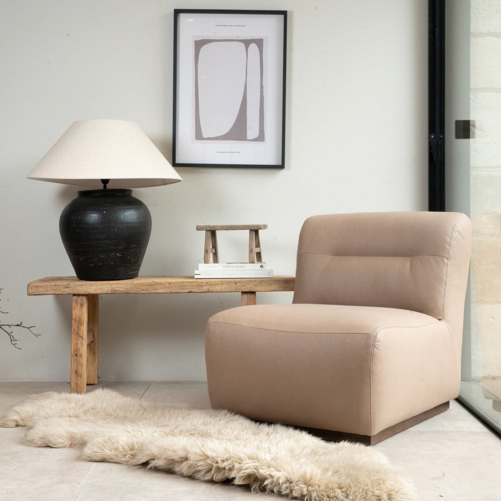 Yanworth Leather Armchair - Chalk Mink