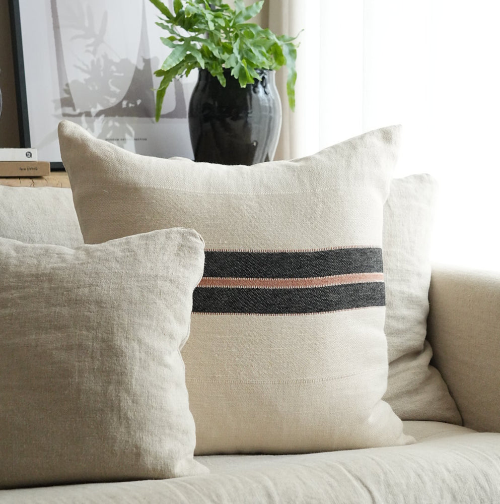 Patagonian Stripe Cushion - Large Square - Black Stripe