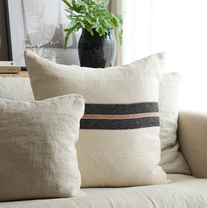 Patagonian Stripe Cushion - Large Square - Black Stripe