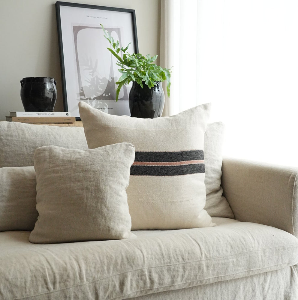 Patagonian Stripe Cushion - Large Square - Black Stripe
