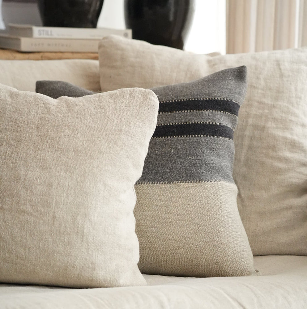 Black House Stripe Cushion - Medium Square