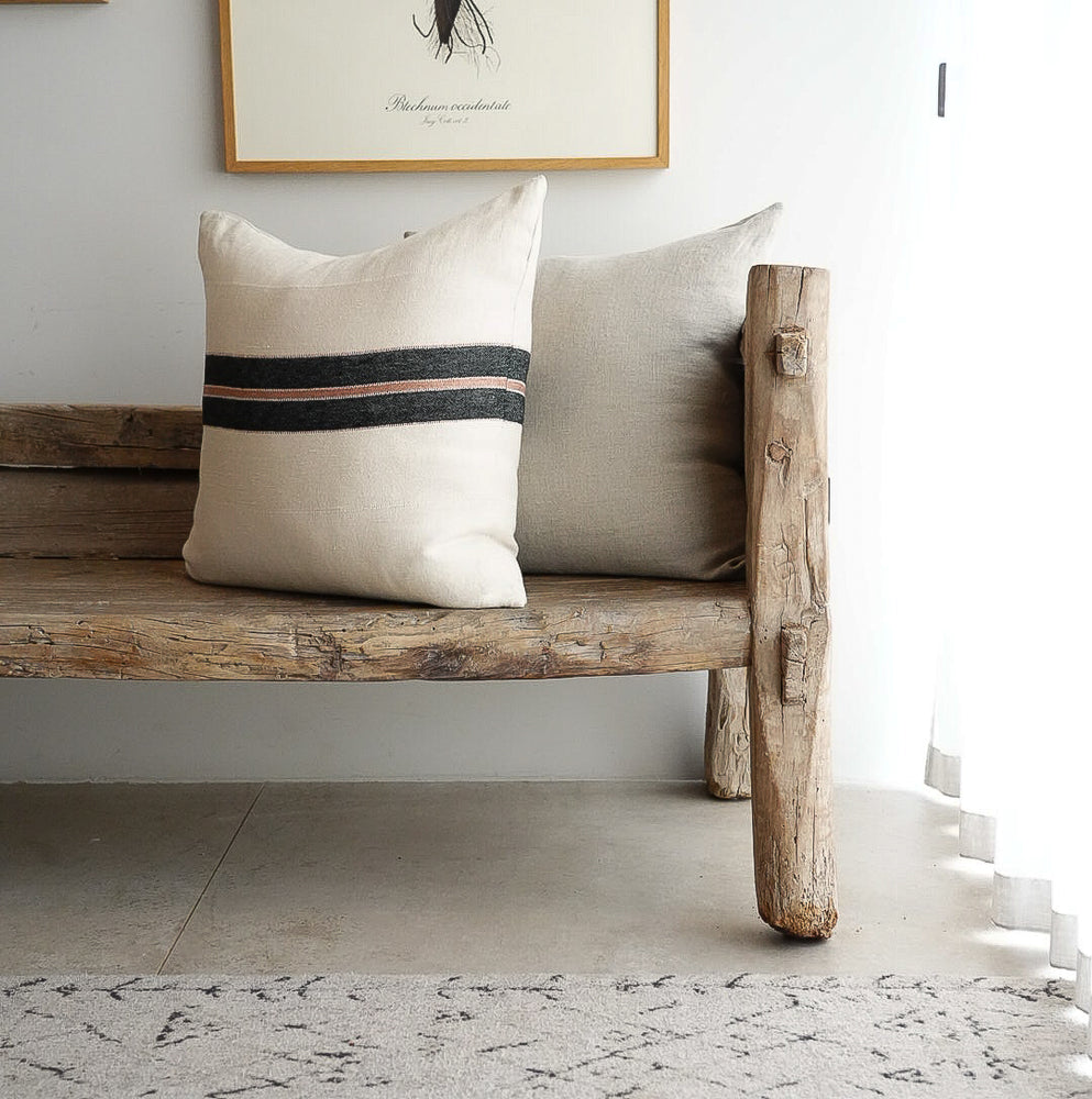 Patagonian Stripe Cushion - Large Square - Black Stripe