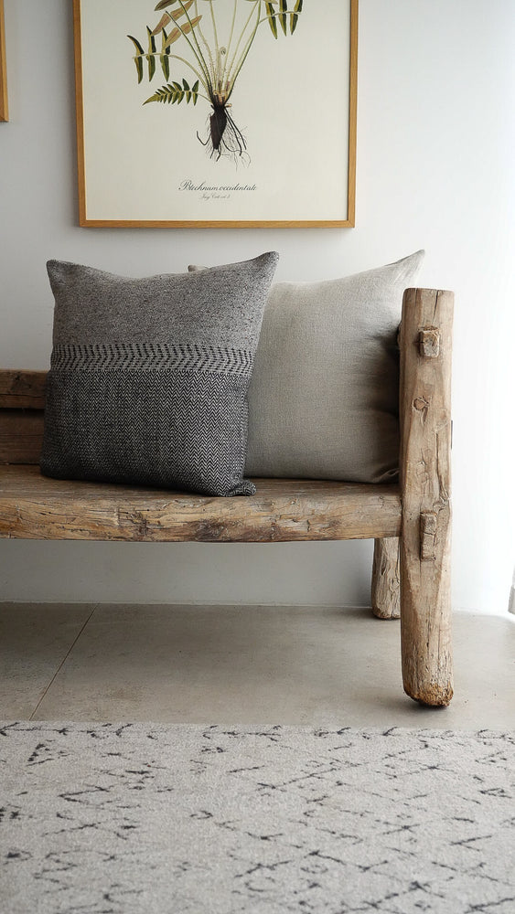 Jules Cushion - Large Square - Black Herringbone