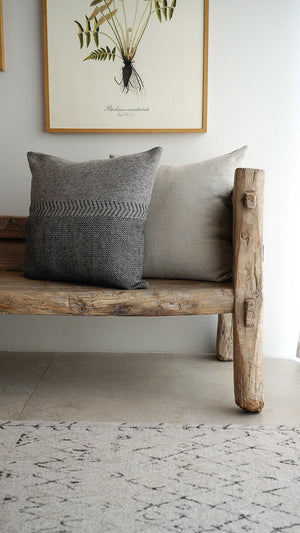 Jules Cushion - Large Square - Black Herringbone