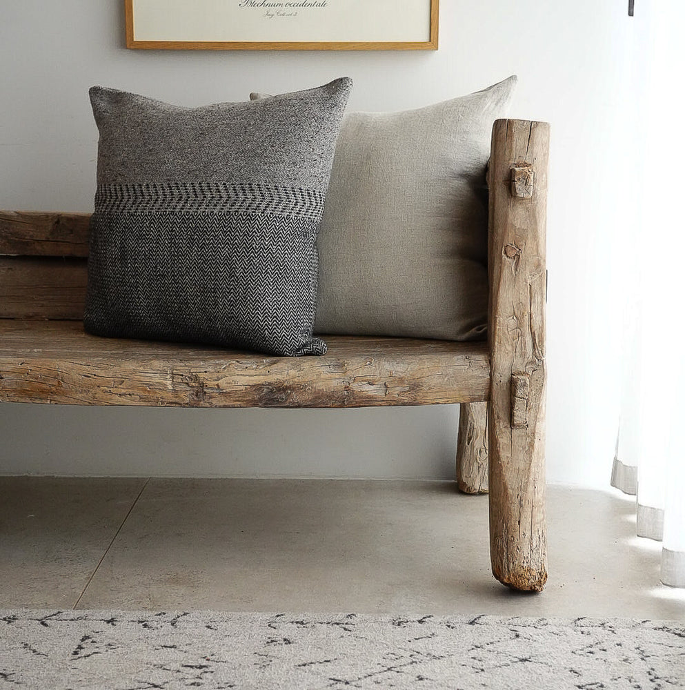 Jules Cushion - Large Square - Black Herringbone