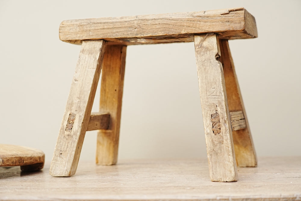 Hollyhock Vintage Wooden Stool