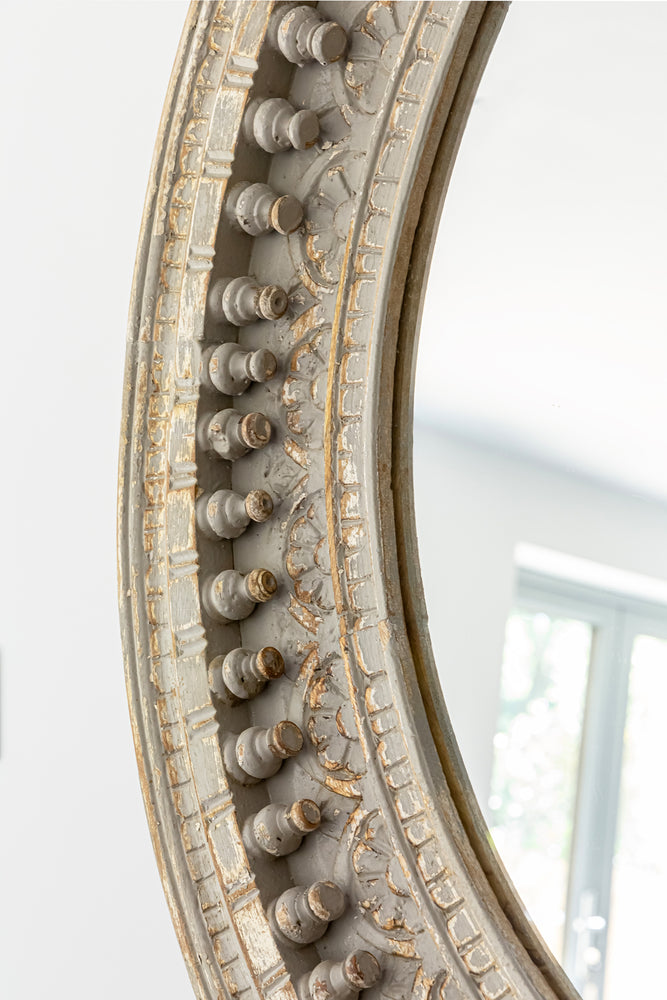 Kali Grey Round Carved Mirror - 120cm