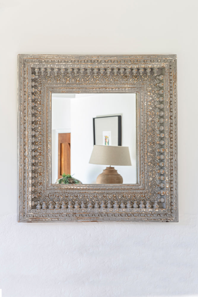 Kali Grey Square Carved Mirror - 92cm x 94cm