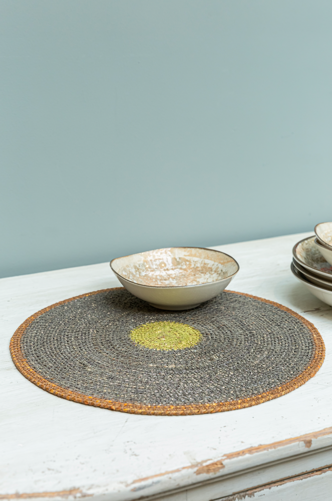 Seagrass Placemat - Slate/Curry