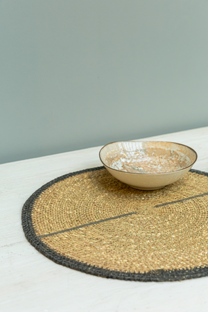 Seagrass Placemat - Natural with Slate Trim