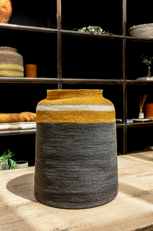 Large Vase Basket - Charcoal/Cumin