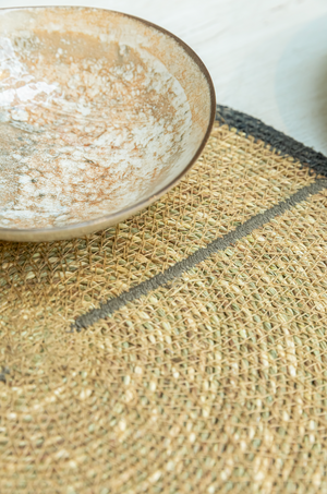 Seagrass Placemat - Natural with Slate Trim
