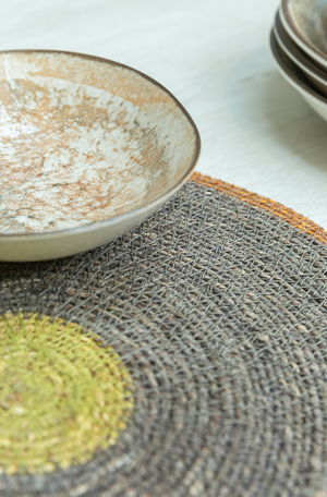 Seagrass Placemat - Slate/Curry