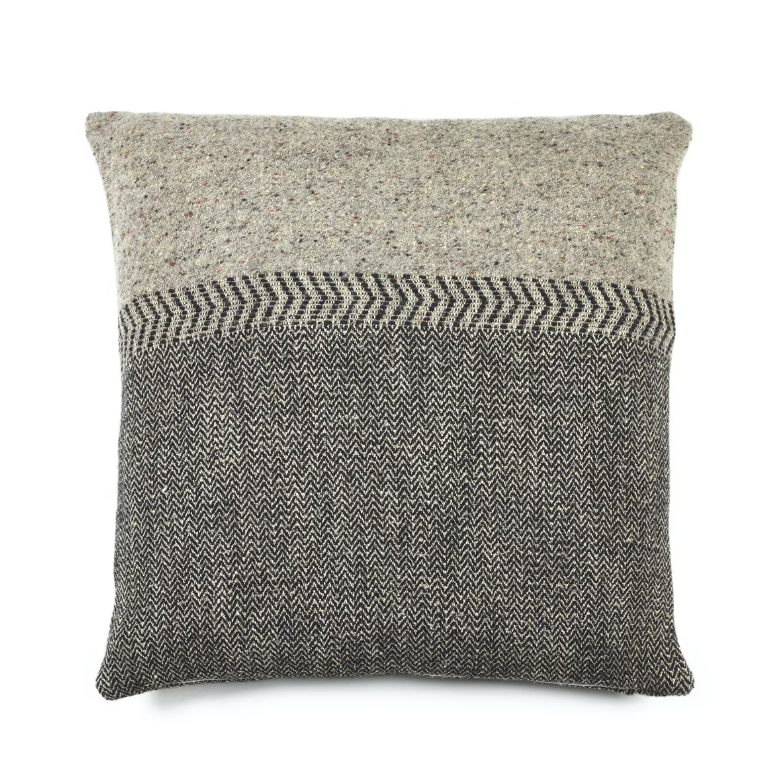 Jules Cushion - Large Square - Black Herringbone
