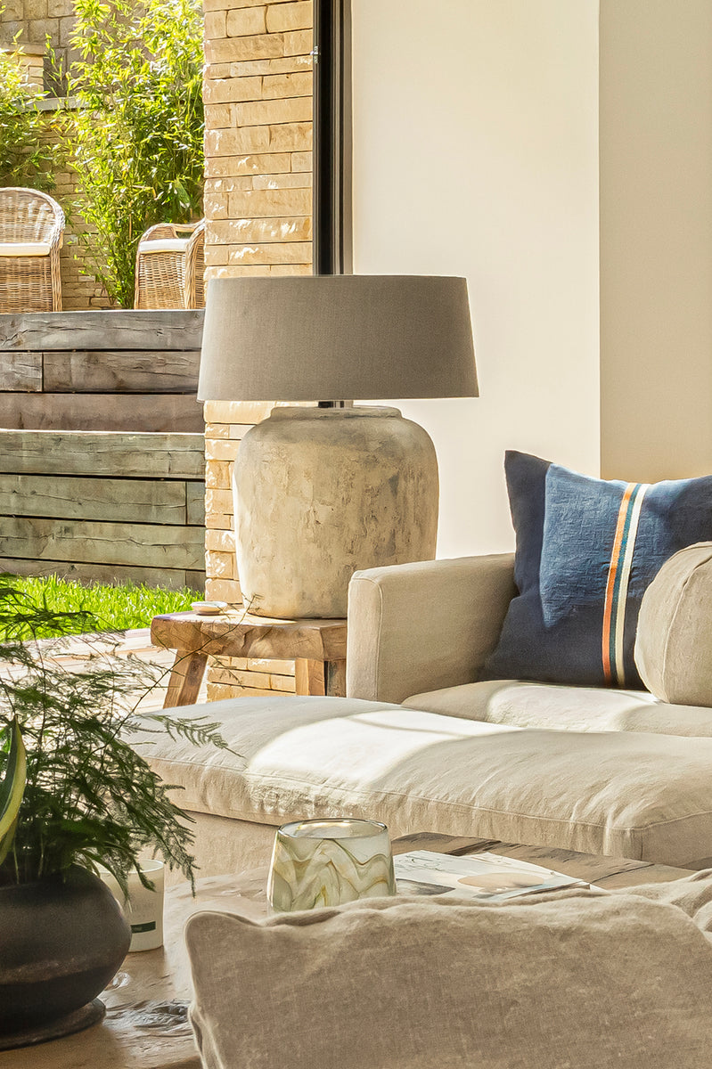 Textured Beige Ceramic Table Lamp Cotswold Grey