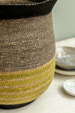 Striped Oval Basket - Curry - Medium