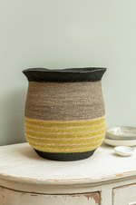 Striped Oval Basket - Curry - Medium