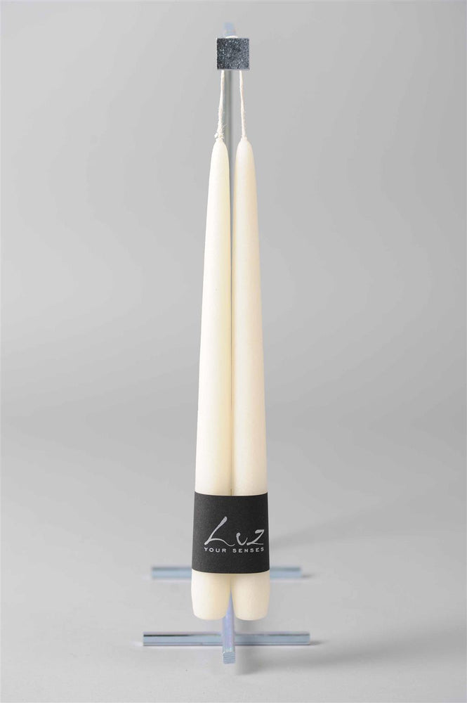 30cm Velvet Pair of Tapers - White Asparagus No.59