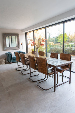 Extra Long Iron Folding Table with Wooden Top - 302cm