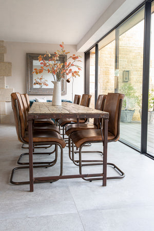 Extra Long Iron Folding Table with Wooden Top - 302cm