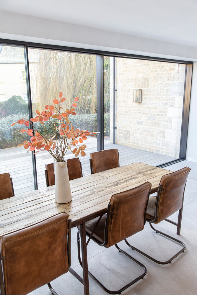 Extra Long Iron Folding Table with Wooden Top - 302cm
