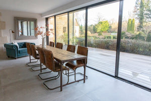 Extra Long Iron Folding Table with Wooden Top - 302cm