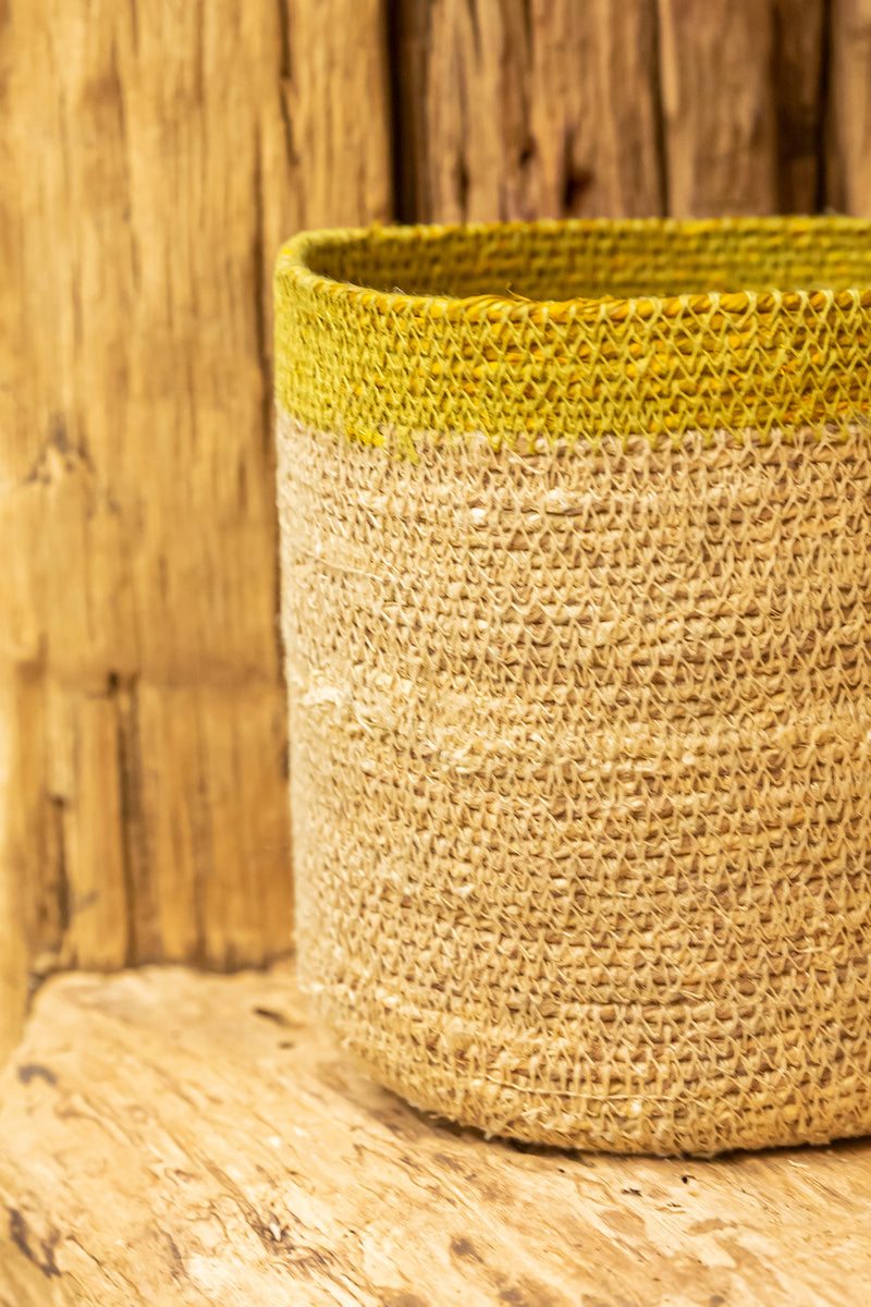 Seagrass Basket Natutal/Mustard Large Cotswold Grey