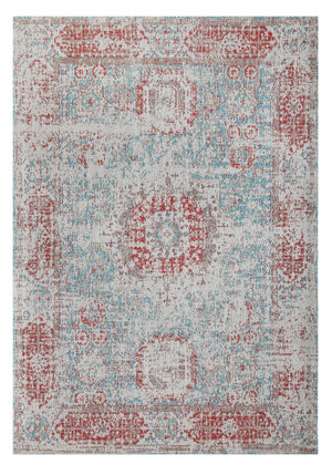 Petra Outdoor Turquoise/Red Patterned Rug - 140cm x 200cm