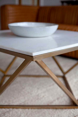 Geometric 30" Coffee Table - White Marble