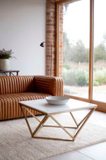 Geometric 30" Coffee Table - White Marble
