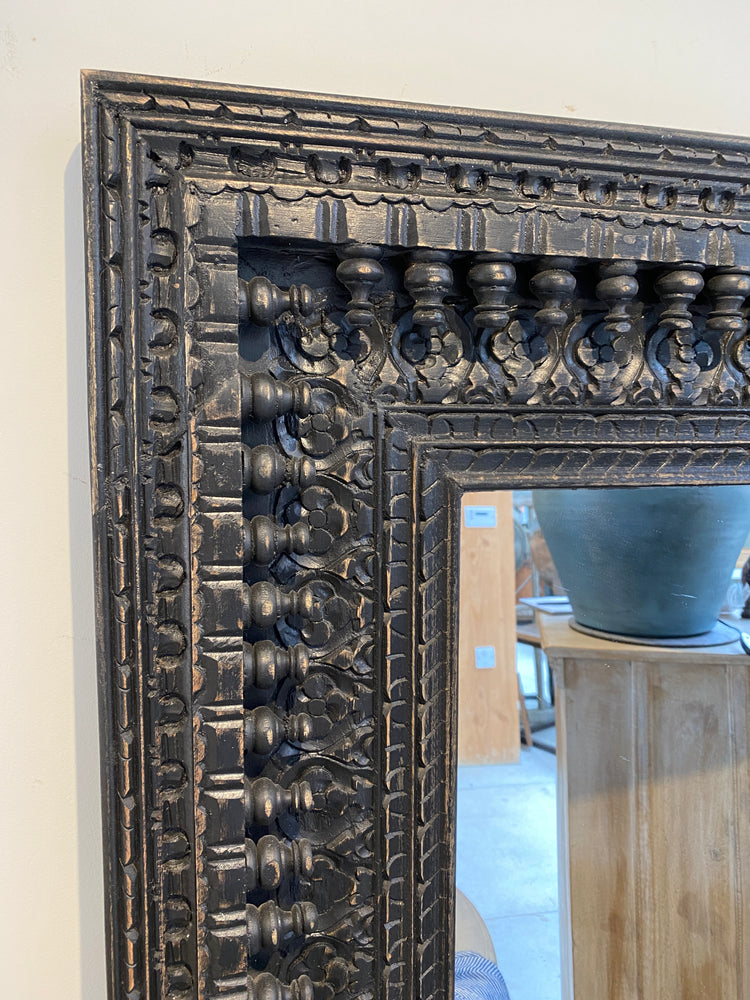 Kali Black Rectangular Carved Mirror - 94cm x 127cm