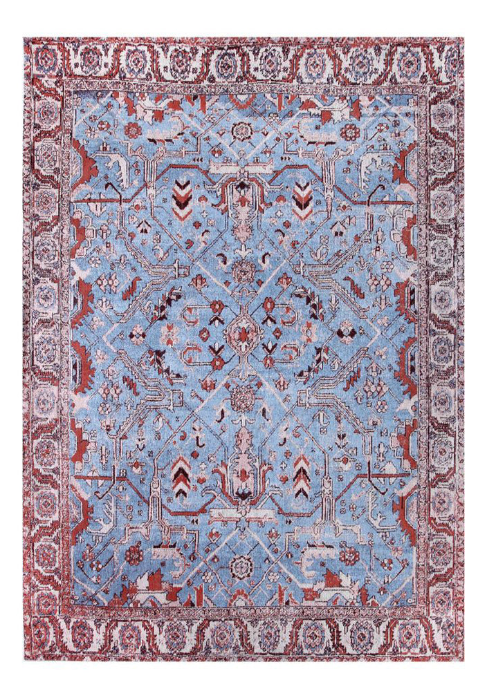 Clara Blue/Red Abstract Rug - 160cm x 240cm