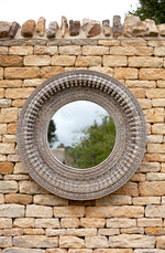 Kali Grey Round Carved Mirror - 90cm