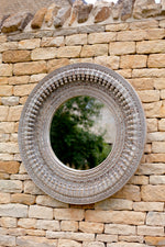 Kali Grey Round Carved Mirror - 90cm