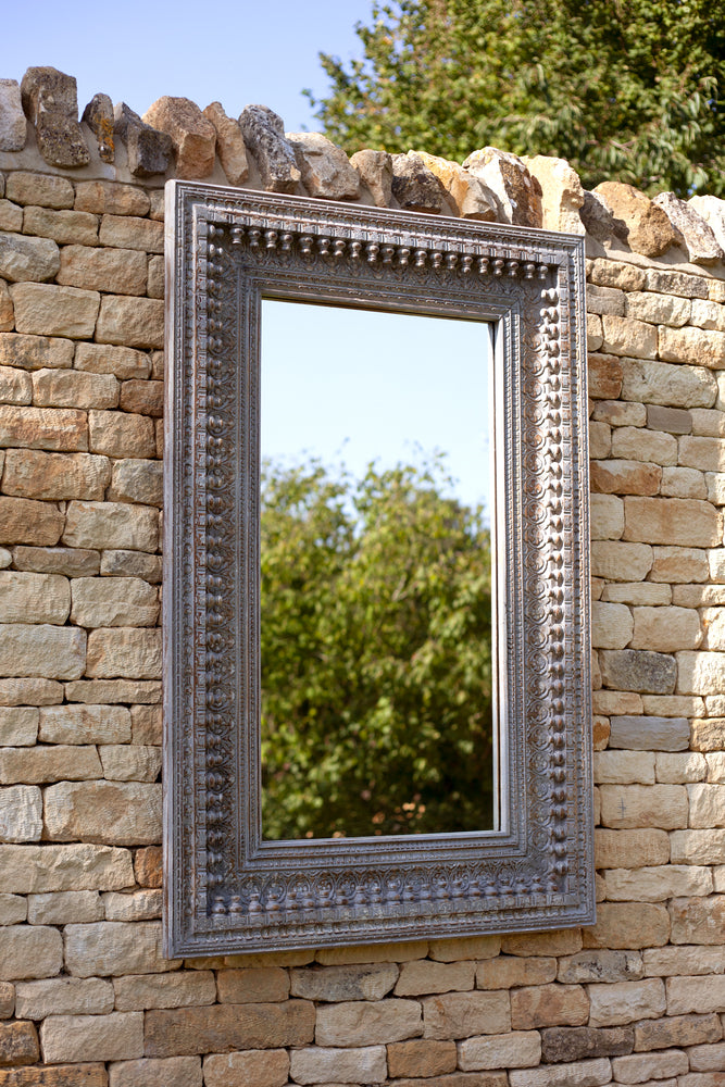 Kali Grey Rectangular Carved Mirror - 98cm x 150cm