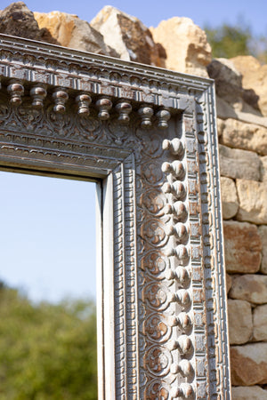 Kali Grey Rectangular Carved Mirror - 98cm x 150cm