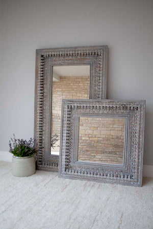 Kali Grey Square Carved Mirror - 94cm x 94cm
