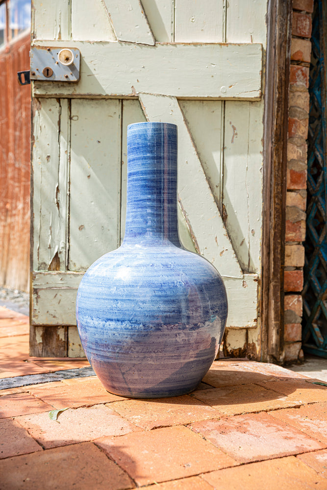 Blue Swirl Long Neck Vase (Click & Collect)