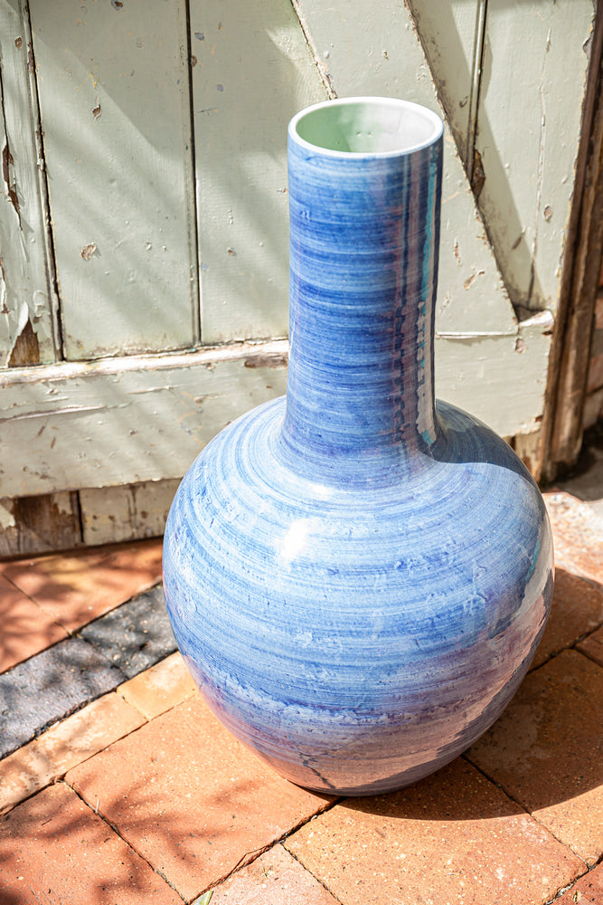 Blue Swirl Long Neck Vase (Click & Collect)