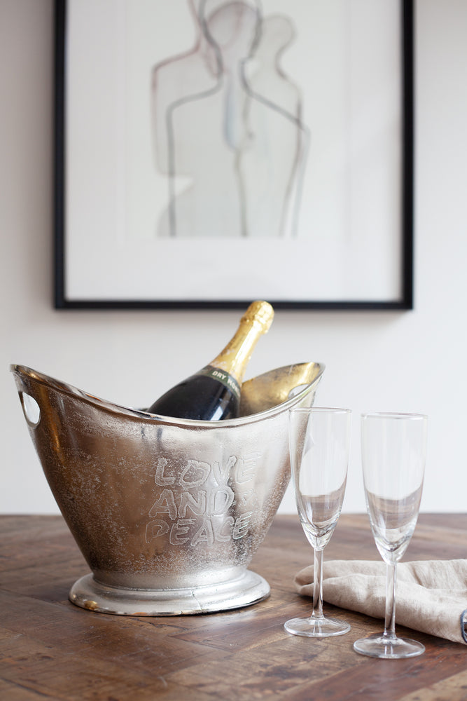 
                
                    Load image into Gallery viewer, Love and Peace Champagne Bucket - Nickel
                
            