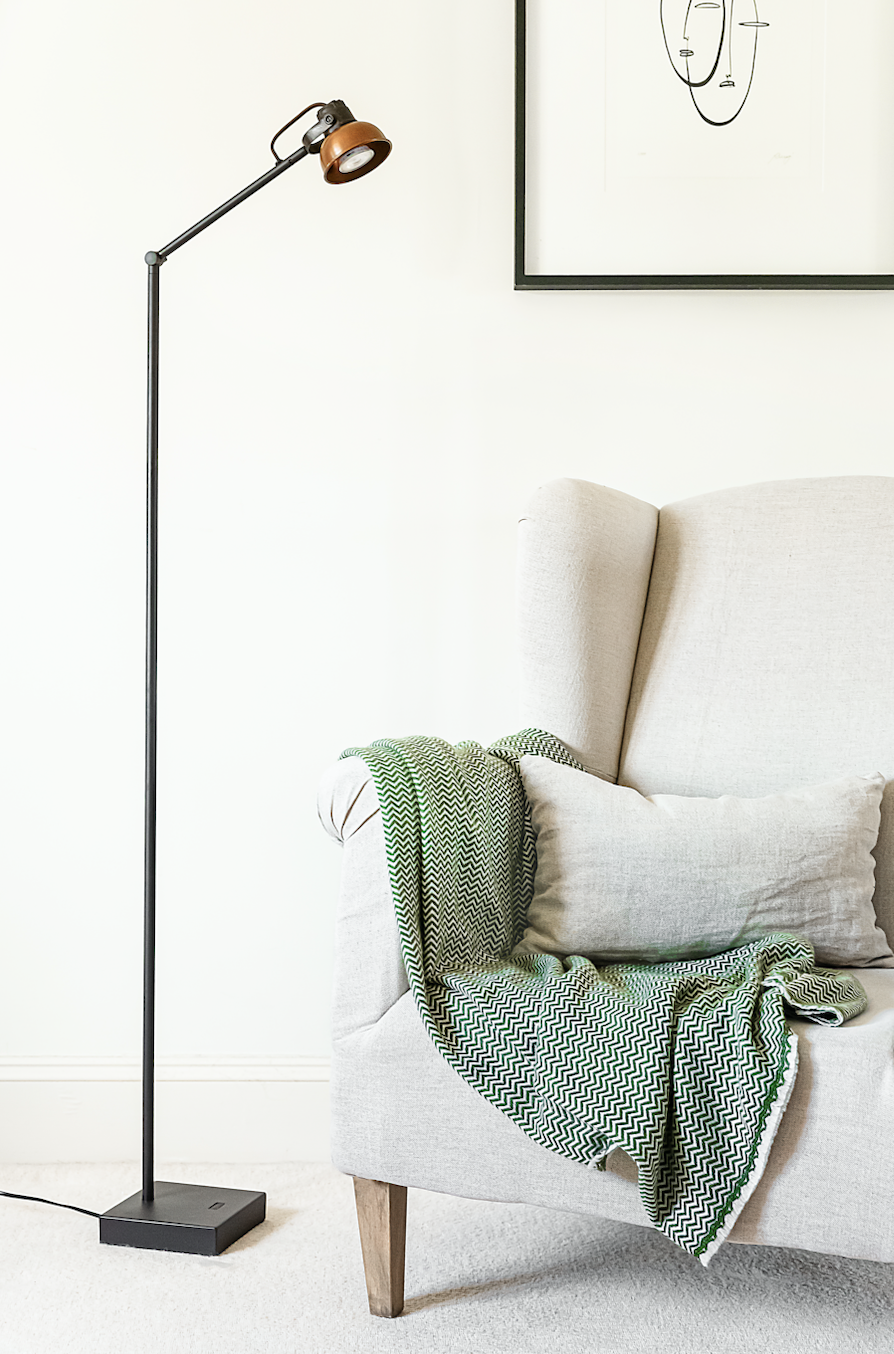 Mazz Floor Lamp With Copper Shade Cotwold Grey Cotswold Grey