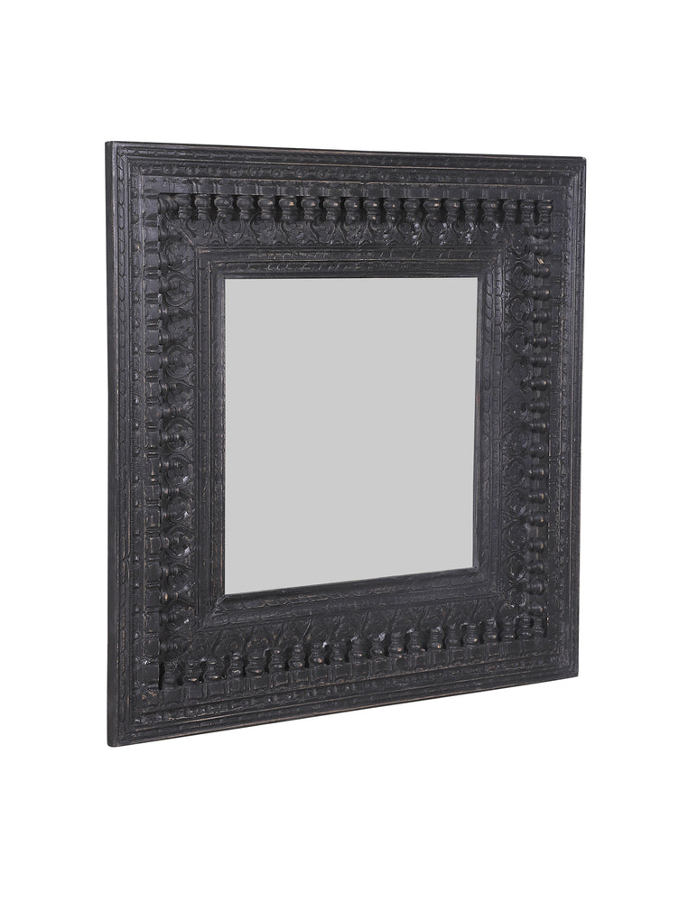Kali Black Square Carved Mirror - 94cm x 94cm